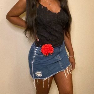 Denim distressed skirt